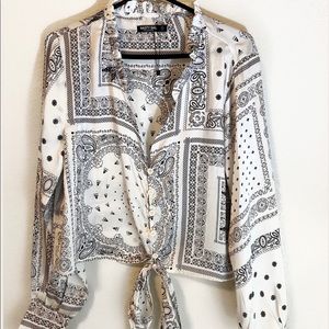 NastyGal Bandana Print Cropped Blouse